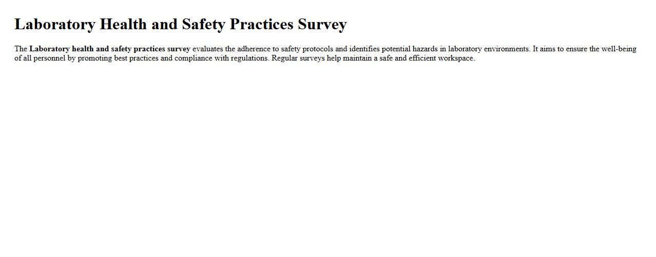 Laboratory health and safety practices survey image preview