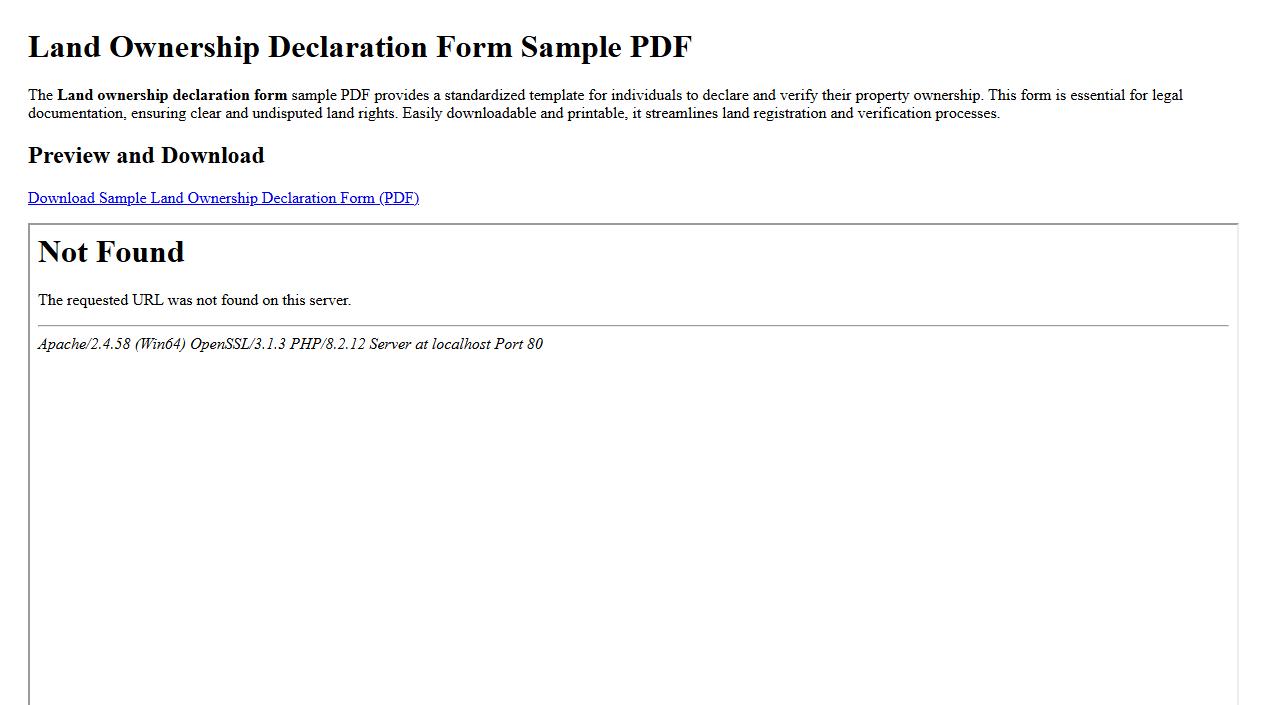 Land ownership declaration form sample PDF image preview