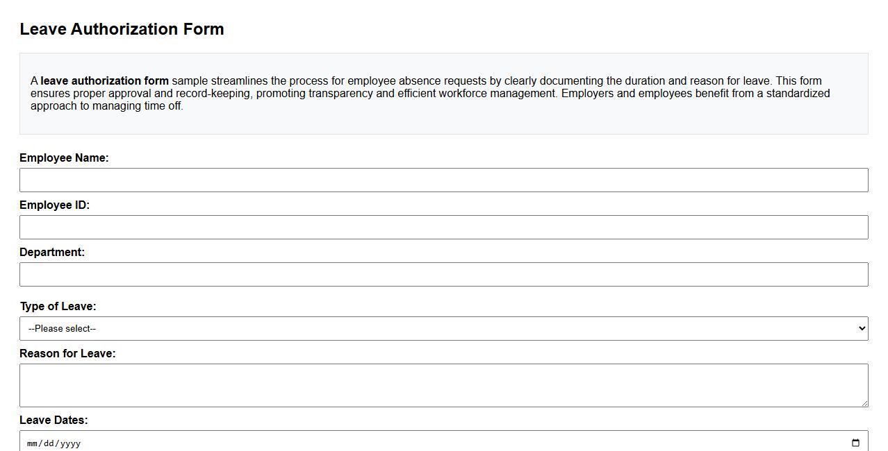 leave authorization form sample for employee absence image preview