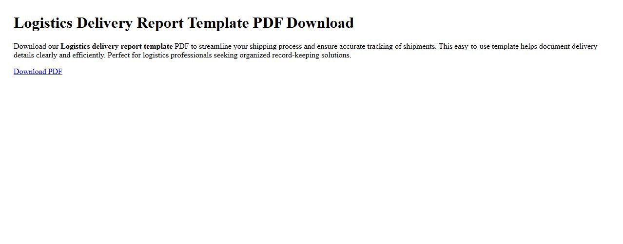 Logistics delivery report template PDF download image preview
