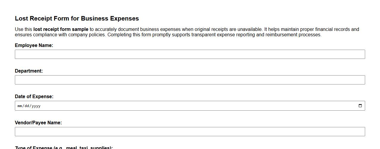lost receipt form sample for business expenses image preview