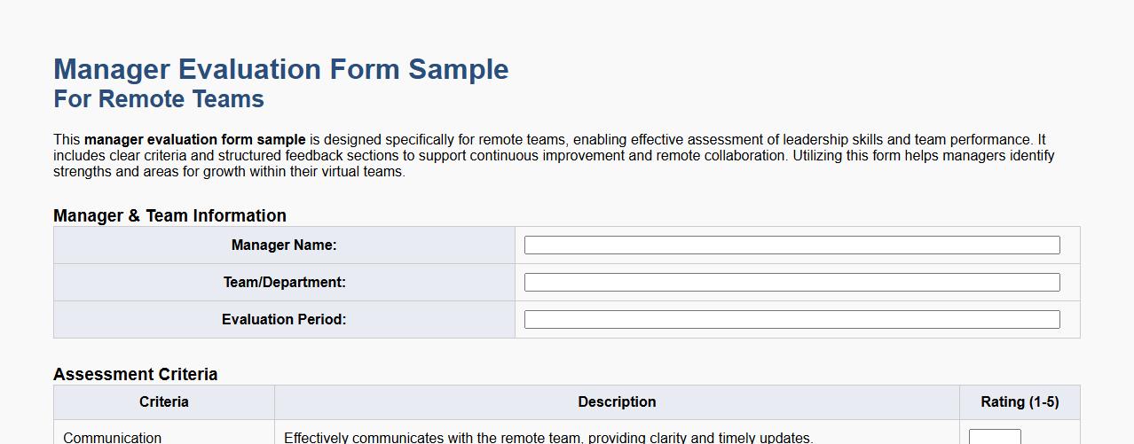 manager evaluation form sample for remote teams image preview
