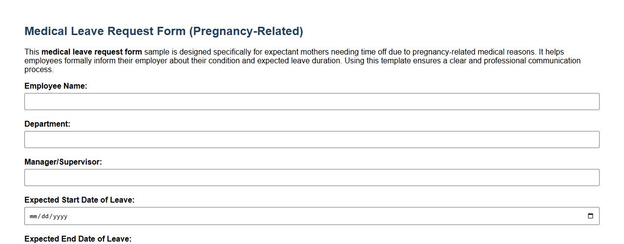 Medical leave request form sample due to pregnancy image preview