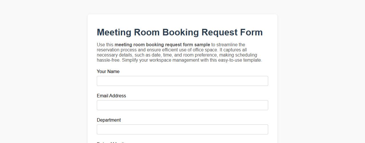 Meeting room booking request form sample image preview