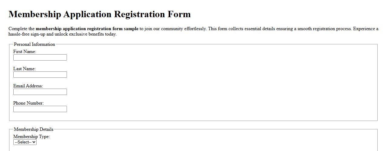 membership application registration form sample image preview