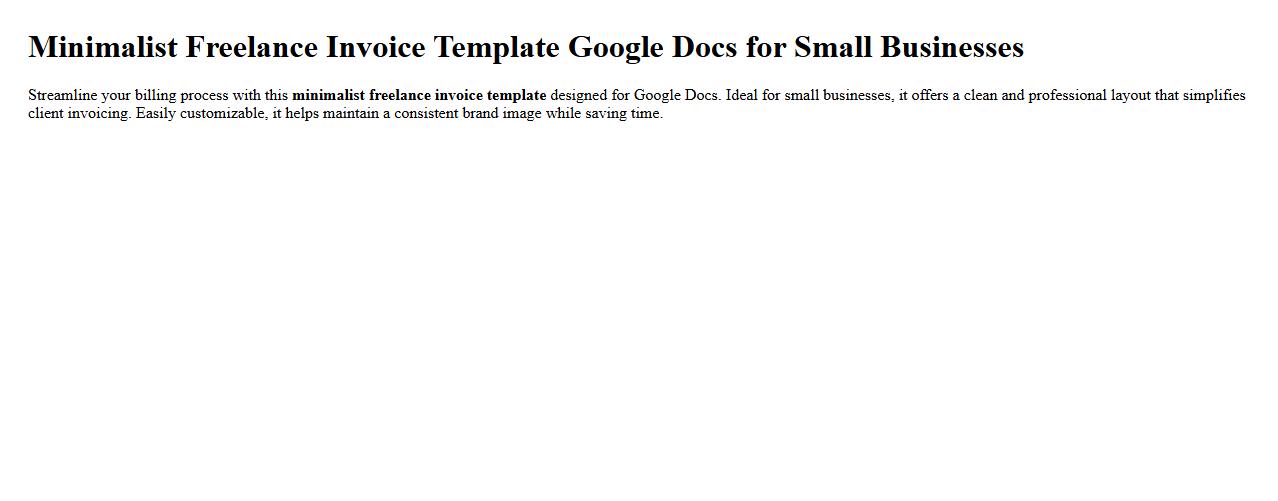 Minimalist freelance invoice template Google Docs for small businesses image preview