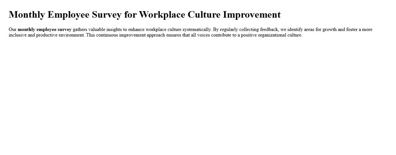 Monthly employee survey for workplace culture improvement image preview