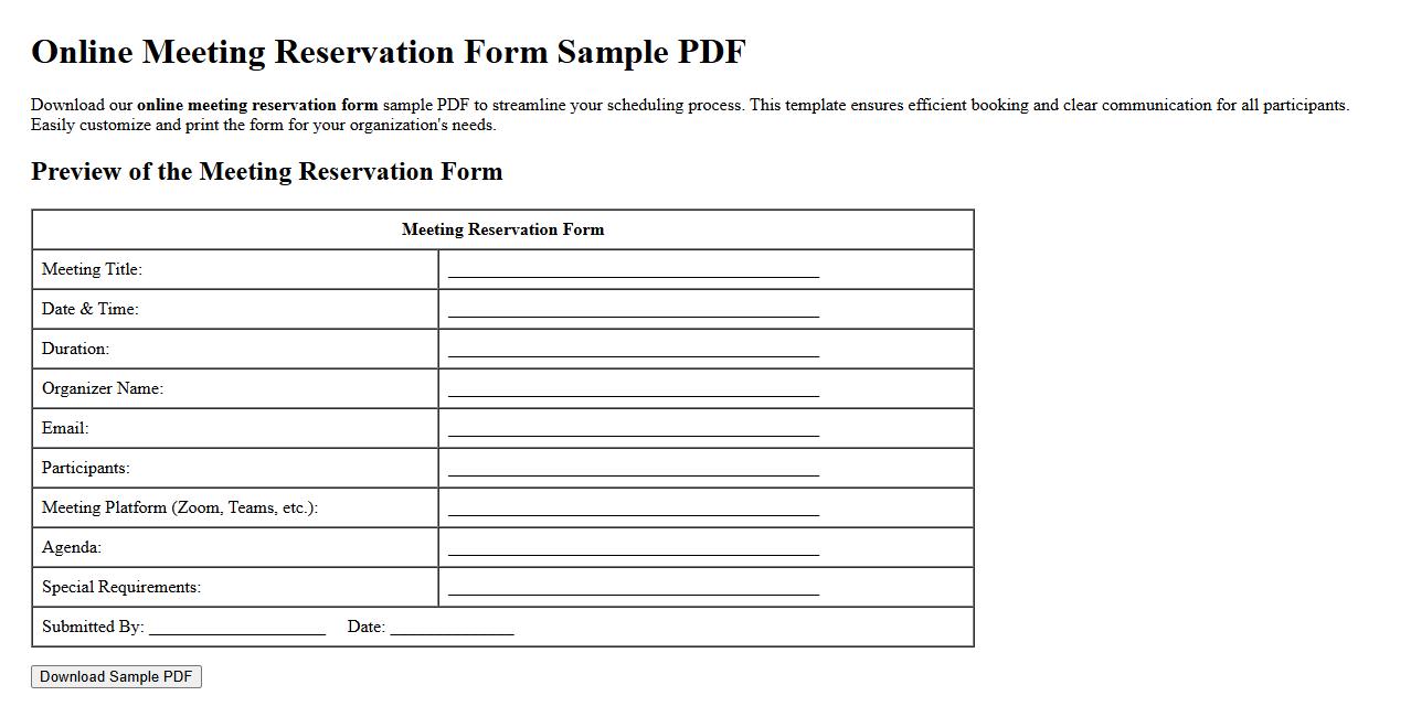 online meeting reservation form sample pdf image preview