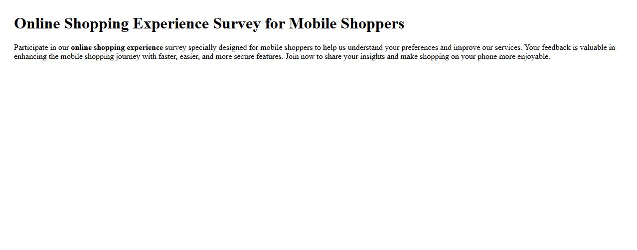 Online shopping experience survey for mobile shoppers image preview