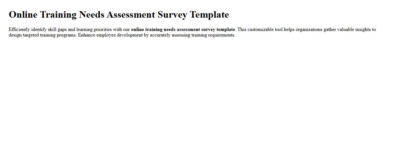 Online training needs assessment survey template image preview