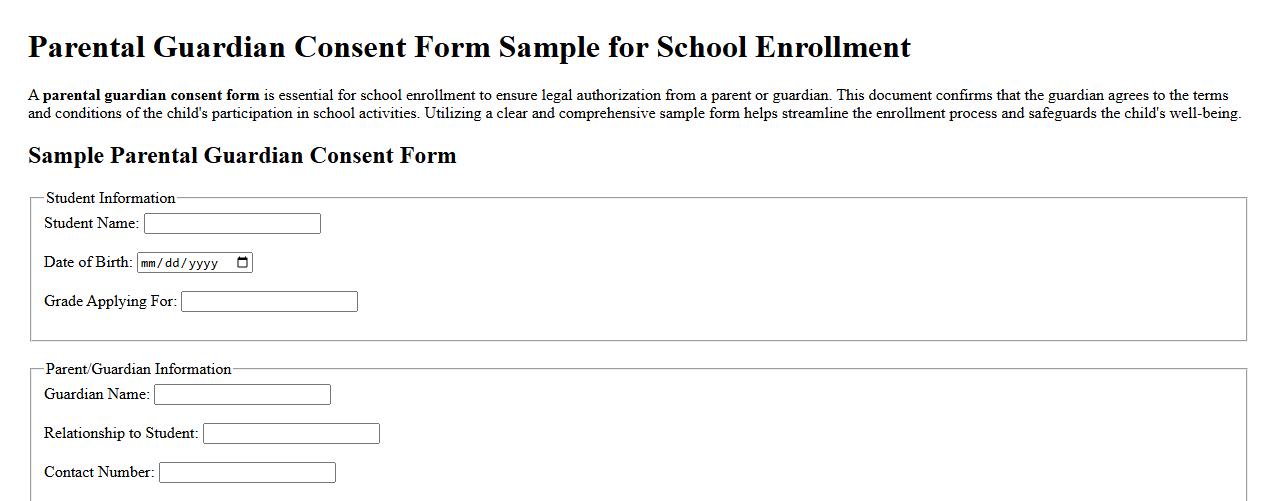 parental guardian consent form sample for school enrollment image preview