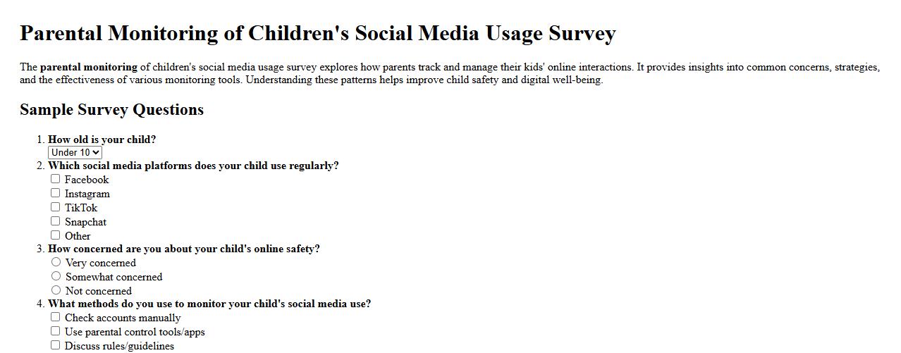 parental monitoring of children's social media usage survey image preview