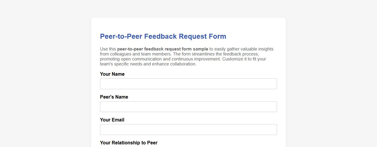 peer-to-peer feedback request form sample image preview