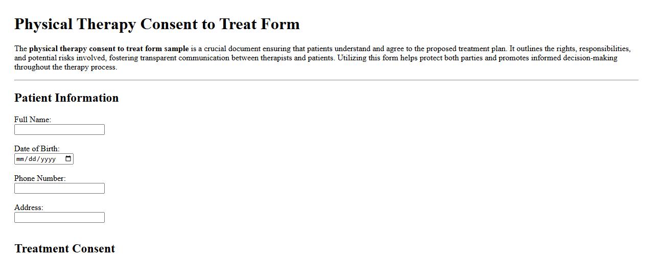 physical therapy consent to treat form sample image preview