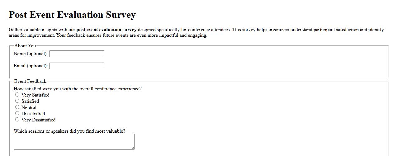 post event evaluation survey for conference attendees image preview
