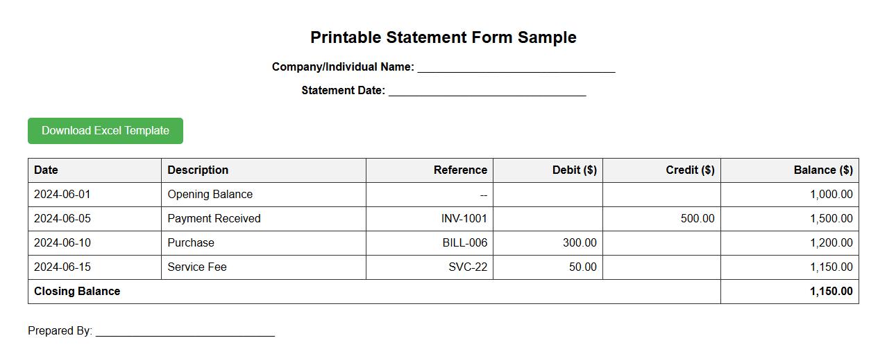 printable statement form sample excel image preview
