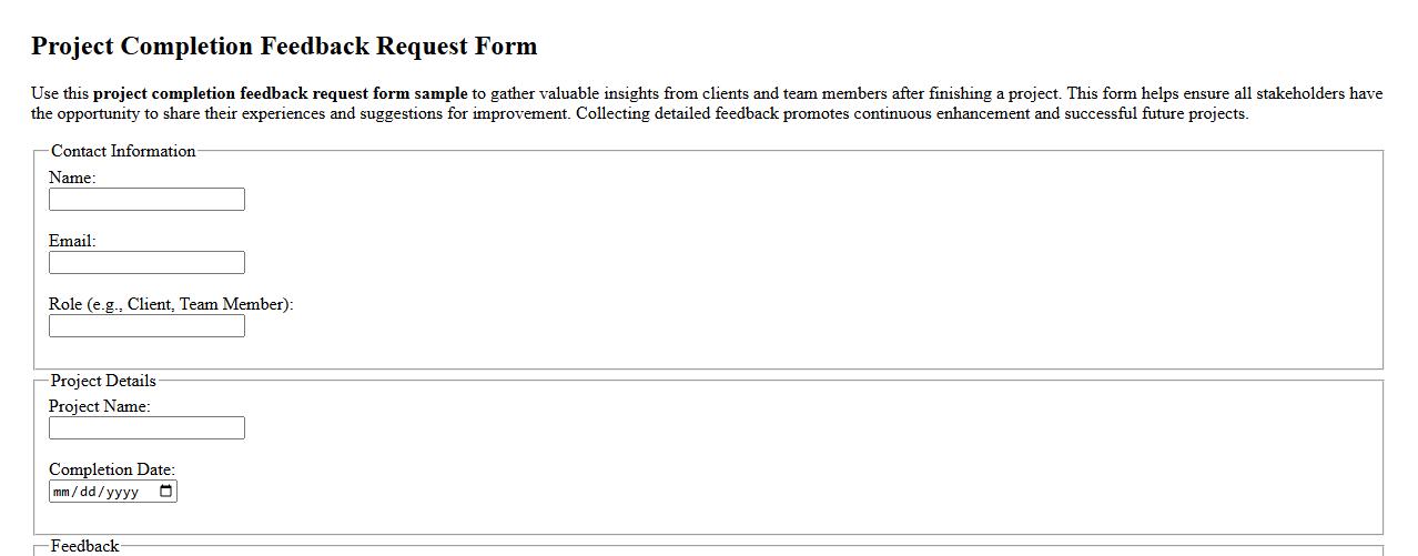 project completion feedback request form sample image preview