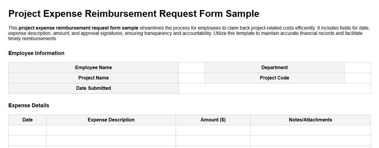 project expense reimbursement request form sample image preview