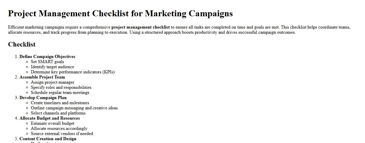 Project management checklist for marketing campaigns image preview