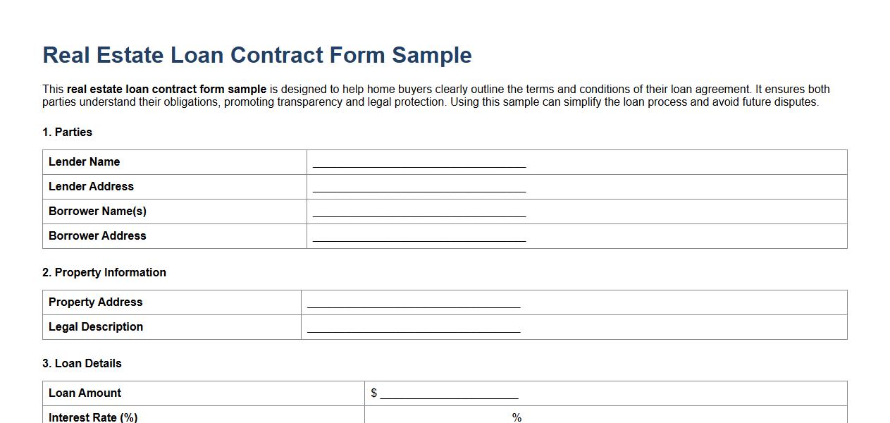 real estate loan contract form sample for home buyers image preview