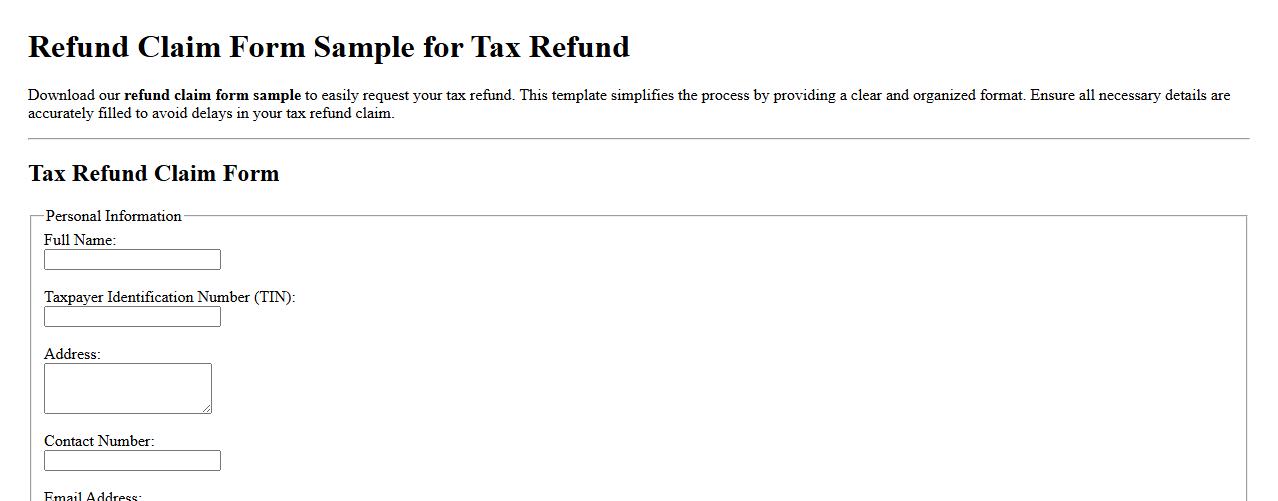 Refund claim form sample for tax refund image preview