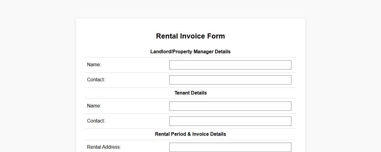 rental invoice form sample with tax calculation image preview