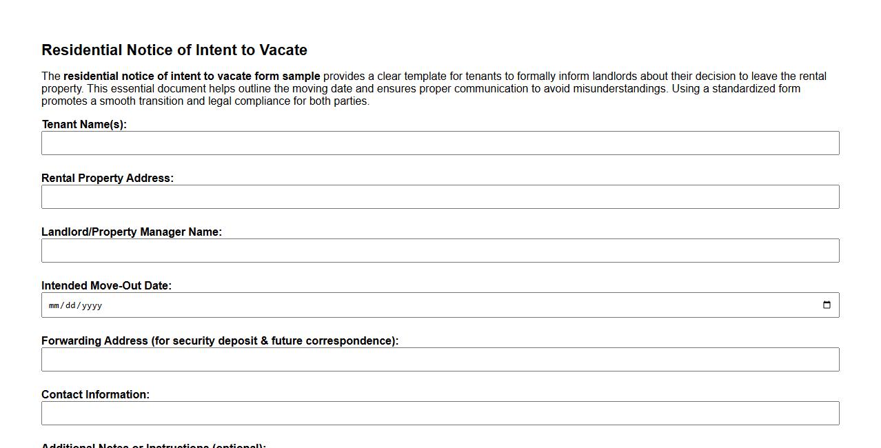 residential notice of intent to vacate form sample image preview