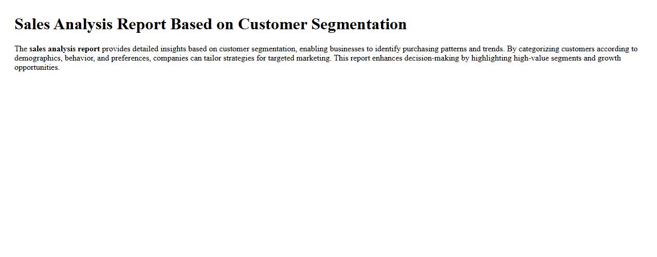 Sales analysis report based on customer segmentation image preview