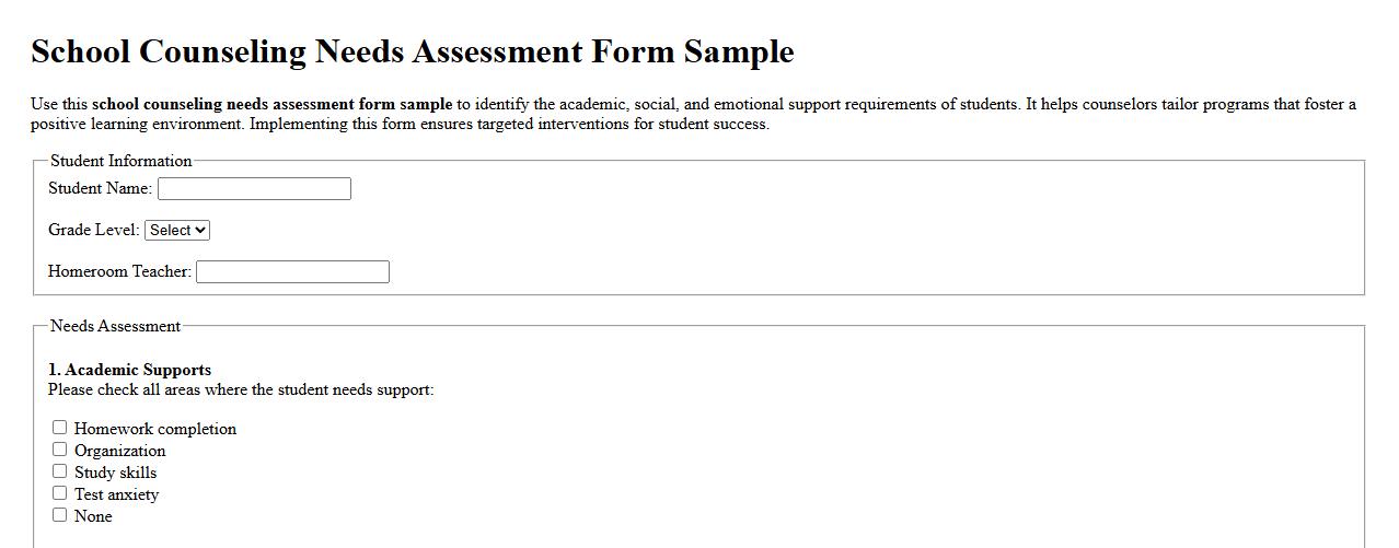 School counseling needs assessment form sample image preview