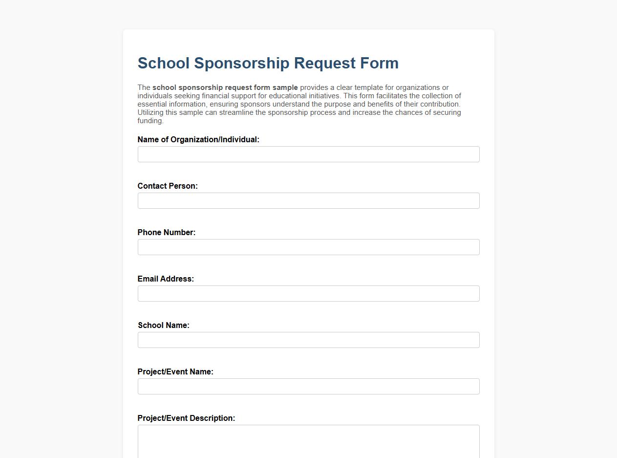 school sponsorship request form sample image preview