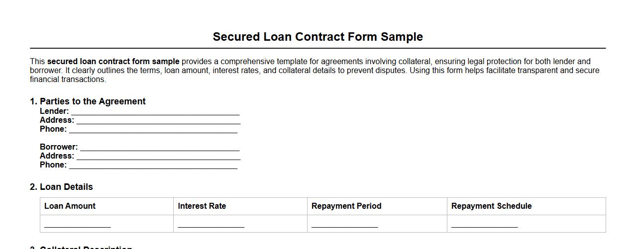 secured loan contract form sample with collateral image preview
