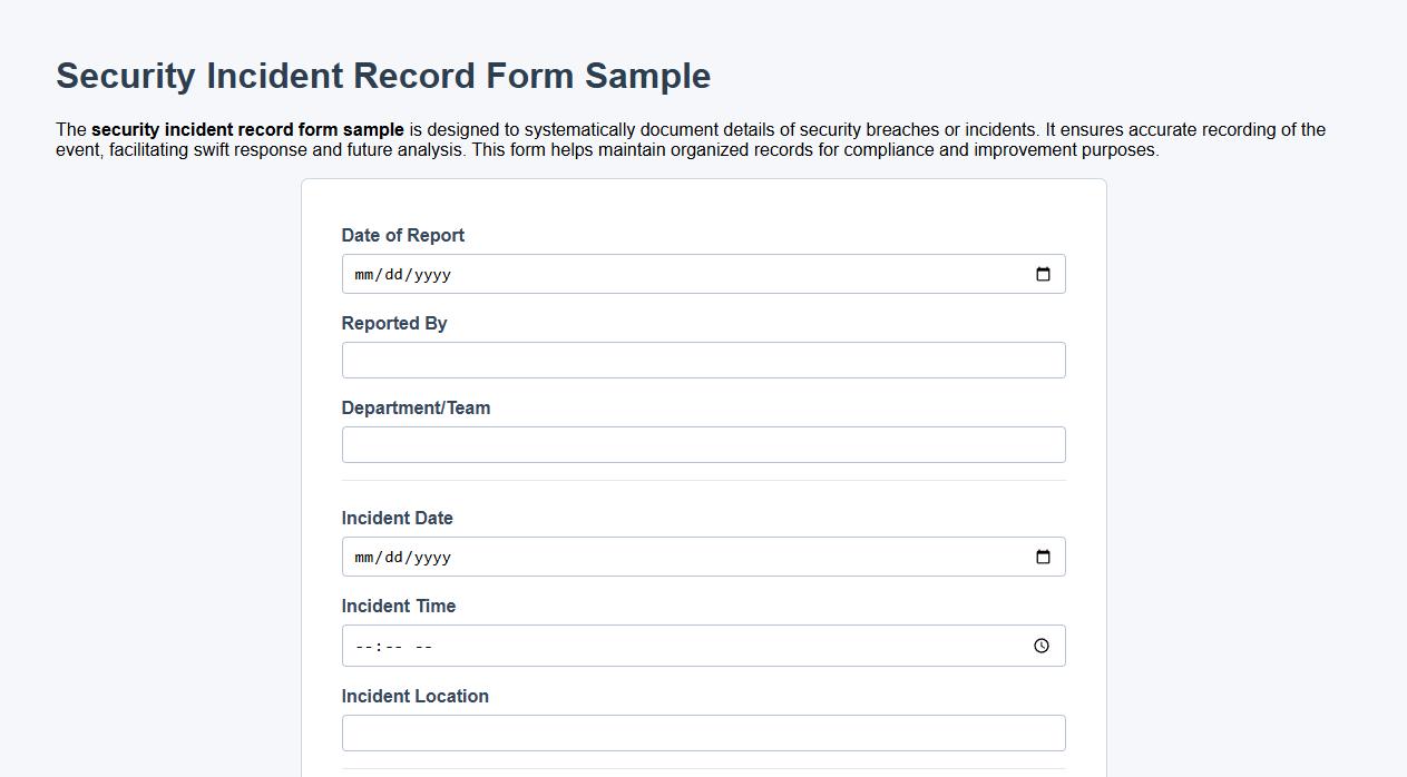 security incident record form sample image preview