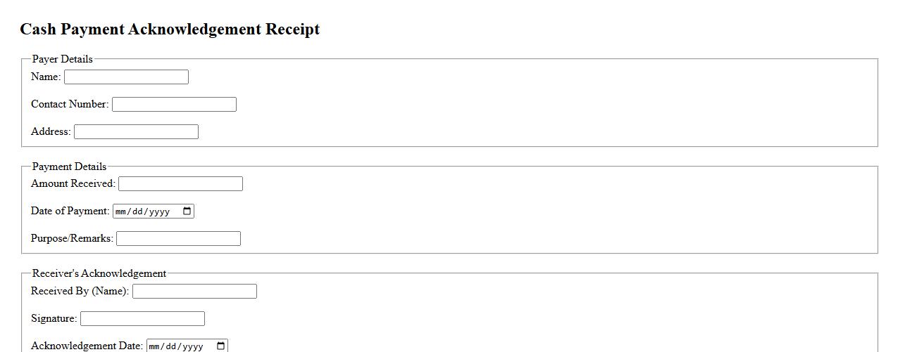Simple acknowledgement receipt form sample for cash payment image preview
