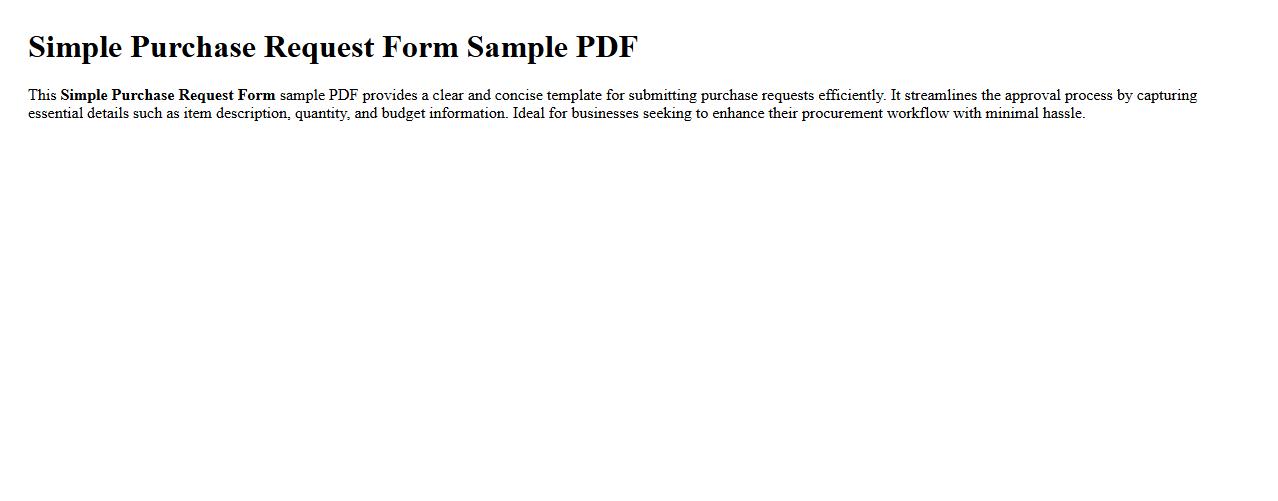 Simple Purchase Request Form Sample PDF image preview