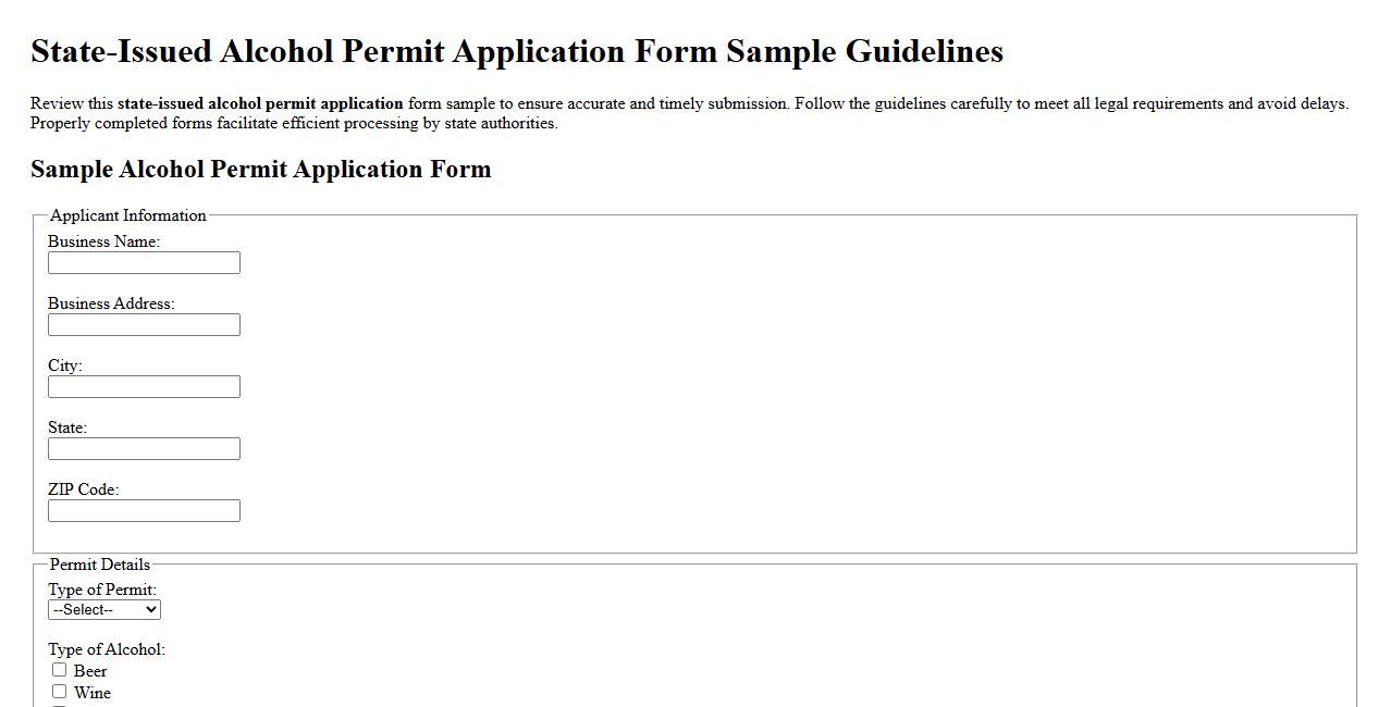 state-issued alcohol permit application form sample guidelines image preview