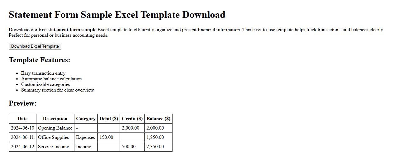 statement form sample excel template download image preview