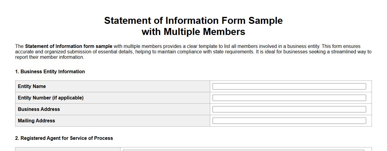 Statement of information form sample with multiple members image preview