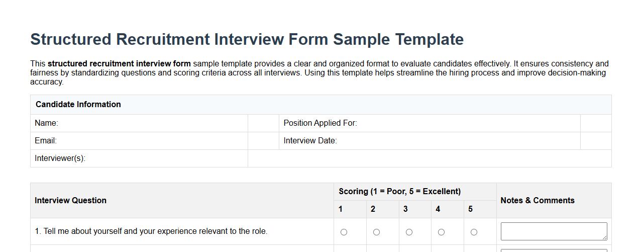 Structured recruitment interview form sample template image preview