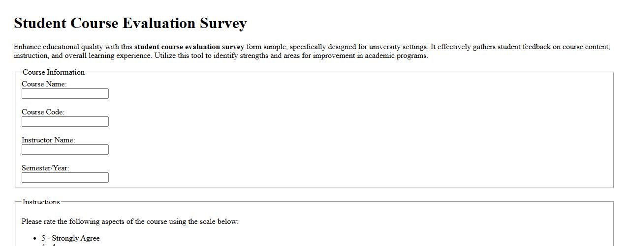 student course evaluation survey form sample for university image preview