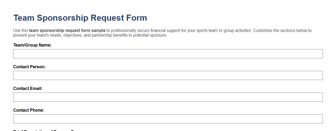 team sponsorship request form sample image preview