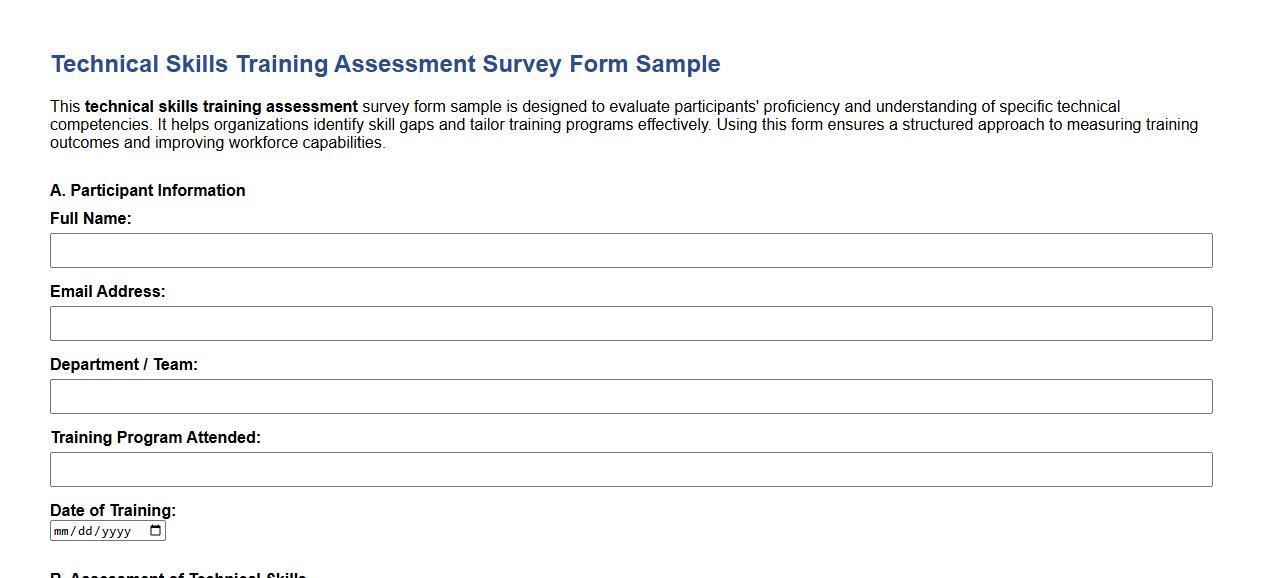 technical skills training assessment survey form sample image preview