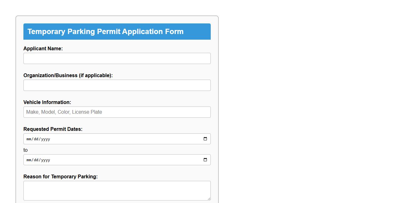 temporary parking permit form sample image preview