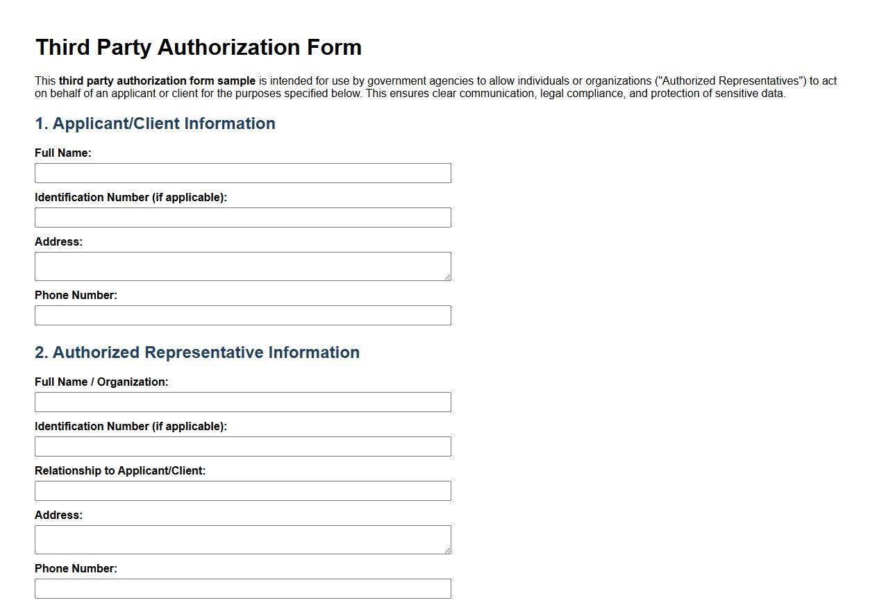 third party authorization form sample for government agencies image preview