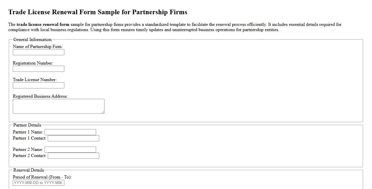 Trade license renewal form sample for partnership firms image preview