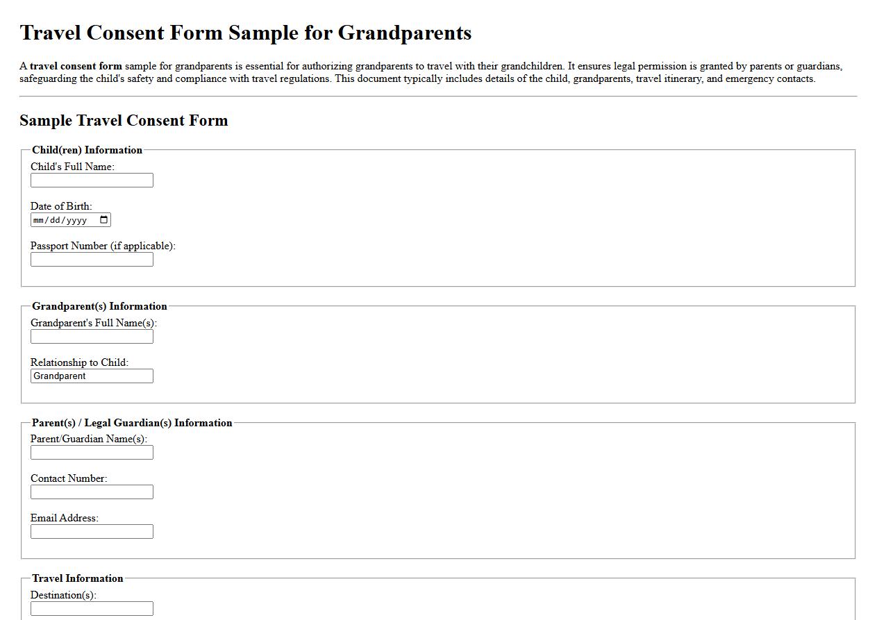 Travel consent form sample for grandparents image preview