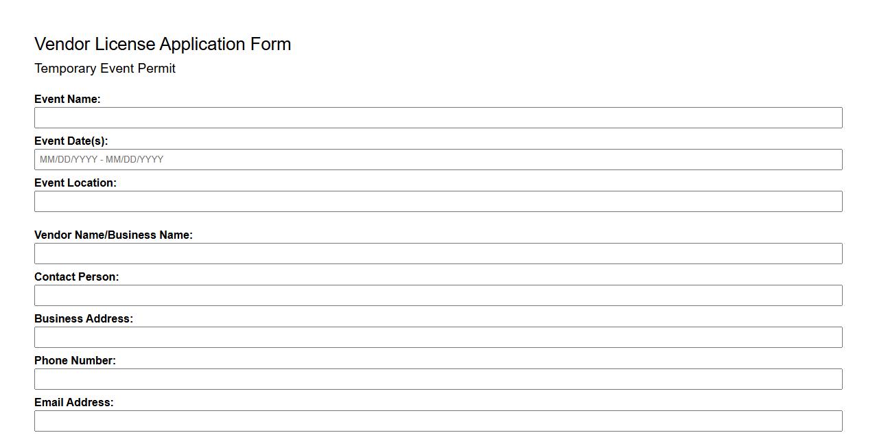 vendor license form sample for temporary events image preview