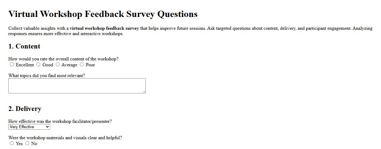 virtual workshop feedback survey questions image preview