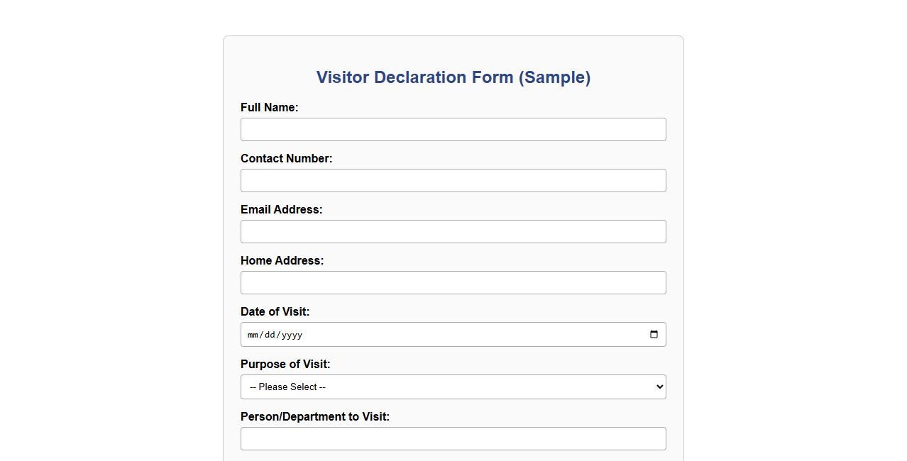 visitor declaration form sample for schools image preview