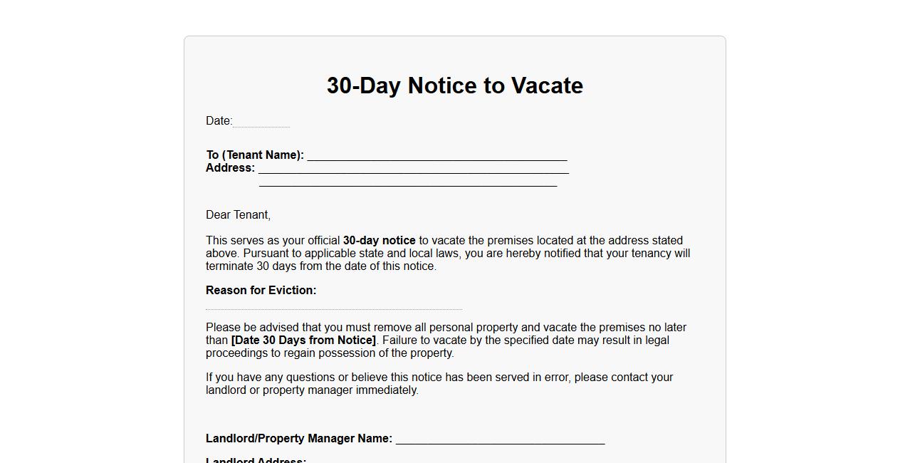 30-day notice form sample for eviction process image preview
