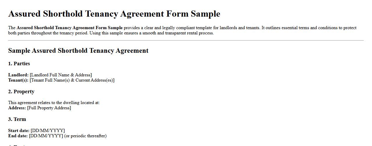 Assured shorthold tenancy agreement form sample image preview